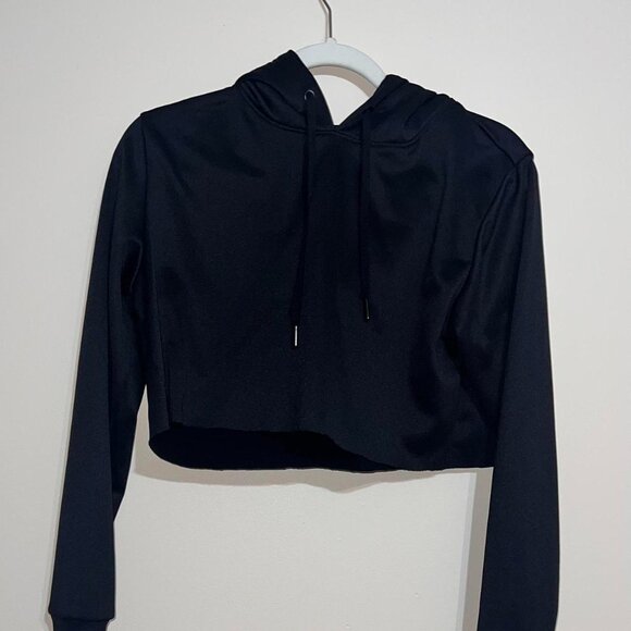 Black Cropped Athletic Hoodie - Picture 1 of 1